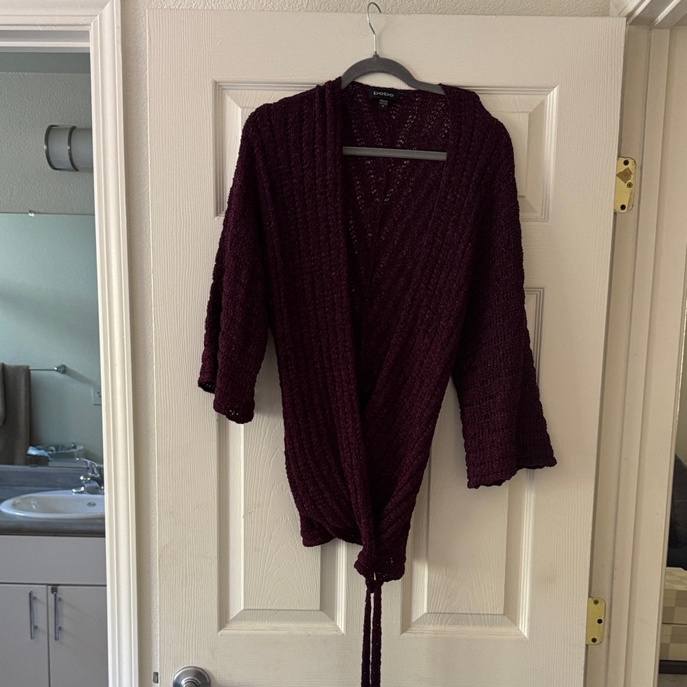 Bebe Women's crochet Burgundy Sweater